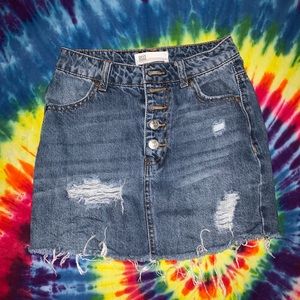 Distressed Denim Skirt